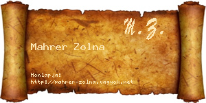 Mahrer Zolna névjegykártya